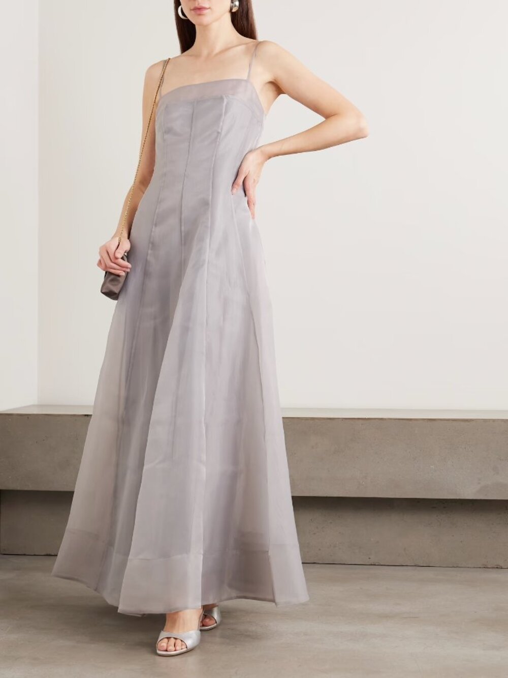 Grey STAUD Gustav Organza Gown Size Small NWOT